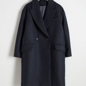 & Other Stories NWT Navy Blue Blazer Wool Coat